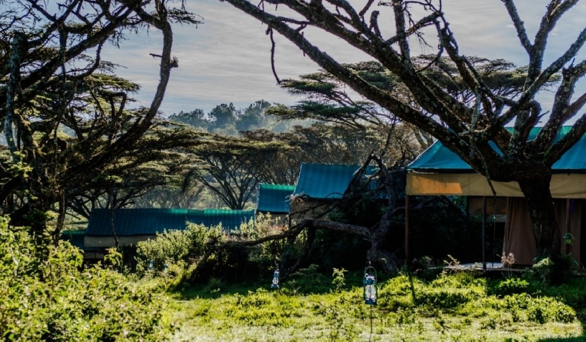 L'extérieur des tentes du camp Ang'ata Ngorongoro Crater