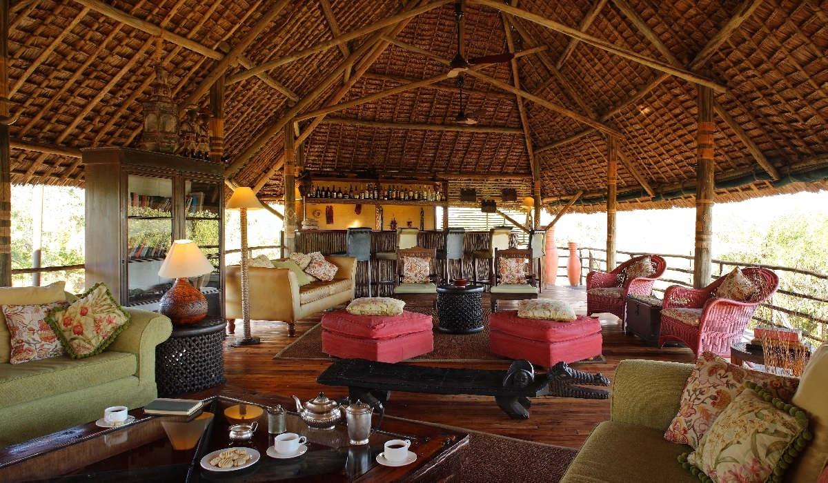 Le bar et salons du lodge de Siwandu